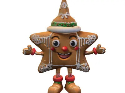 Gingerbread Star Low-poly 3D model