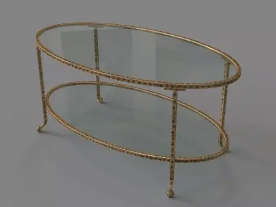 Portsmouth Oval Coffee Table Gold 3D model