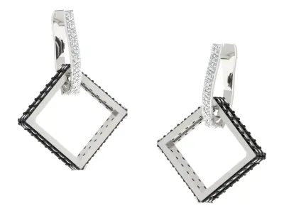 Light Weight White Gold Diamond Earring  -EAR-023 3D print model