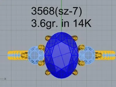 Oval Cut Ring 3568 3D print model