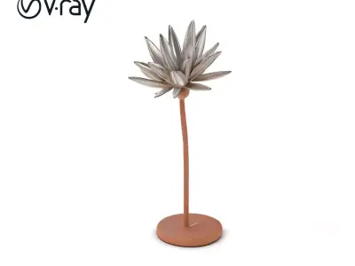 Metallic Lotus Sculpture Model Pack Low-poly 3D model