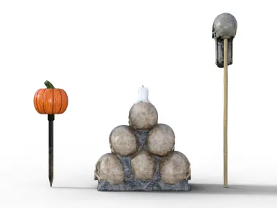 Halloween Pumpkin Skull Pile Pack Low-poly 3D model