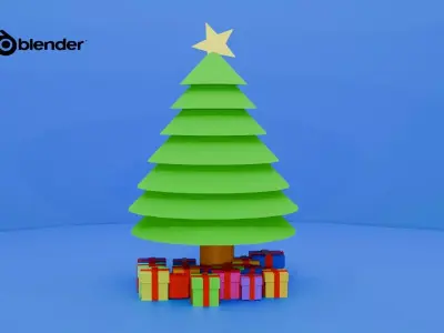 Low poly christmas tree with gifts model Free low-poly 3D model