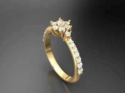 Ring M17 The luxury female ring with gem wedding 3D print model