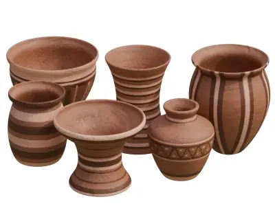 Clay Pottery Set 3D model