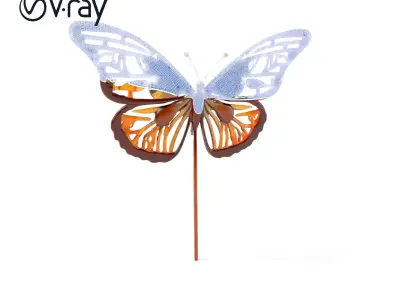 Butterfly Sculpture Model Pack with PBR Textures Low-poly 3D model