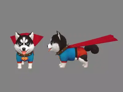 Cartoon puppy - Super Dog Low-poly 3D model