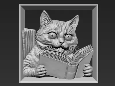 Cat Reading A28 3D print model