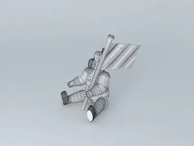 Teddy Bear with American flag Free 3D model