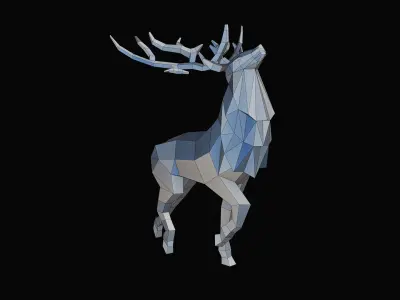 Polygonal Elk Deer Low-poly 3D model