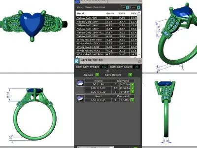 Engagement ring Tina heart 3D print model