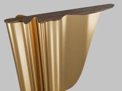 Sossusvlei Brass and Walnut Modern Console Table 3D model