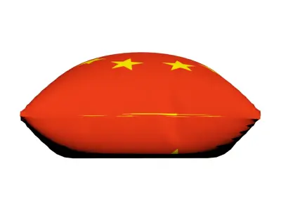 China Flag on Luxury Square cotton Pillow 3D model
