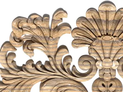 Cartouche-038 ornate wood carving 3D model