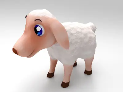 Sheep Model cartoon with eyes Low-poly 3D model
