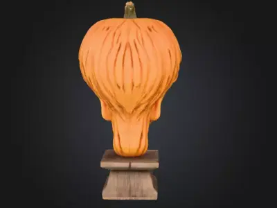 Pumpkin Skull Horror Bust Low-poly 3D model