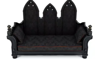 Gothic Ornate Victorian Sofa Low-poly 3D model