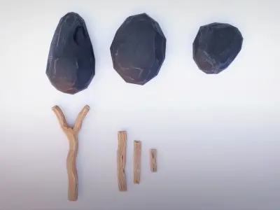 Campfire props sample Free low-poly 3D model