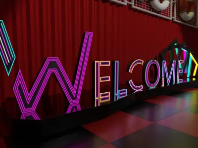 Stage 3D model room with checkered floor 3D model