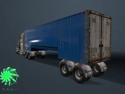 Truck trailer tractor vehicle Low-poly 3D model