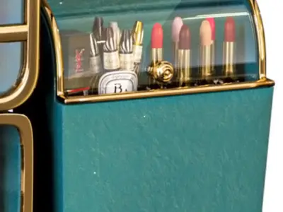 Designer shelf with luxury cosmetics for bathroom  3D model