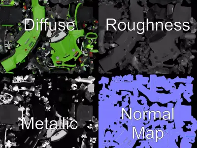 Lime Convertible Model Pack Low-poly 3D model