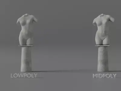 Female Torso Statue Low-poly 3D model