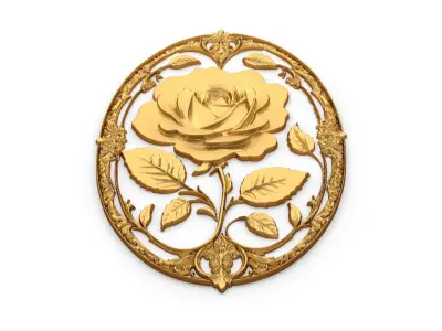 Classic oval carved decor ornament 04 3D model