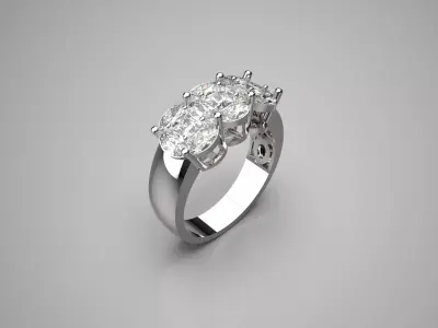 White gold ring with diamond model jr00049 3D print model