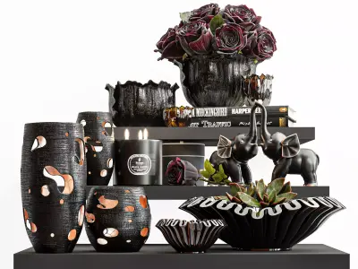 Decorative set african vases 3D model