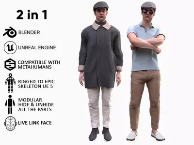 Mens Autumn and Casual Outfits 3D Model Collection