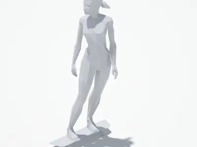 Woman Skate Sport Pose Low-poly 3D model