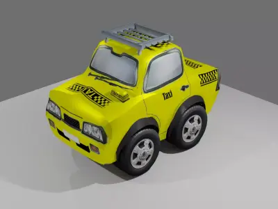 Toon Taxi Low-poly 3D model