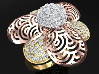 Bee ring - Italian rings - Three petaled flower - N6690 3D print model