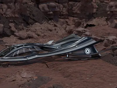 SCI FI Environment with Space Ship Free 3D model
