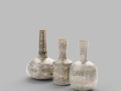 Fowler Vase - Set of 3 Patinated Brass 3D model