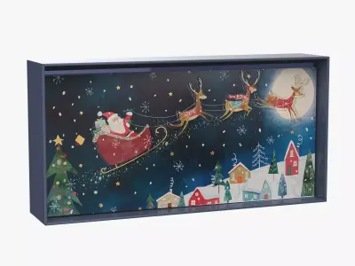 Christmas Boxed Card Set Santa Reindeer In Night Sky 3D model