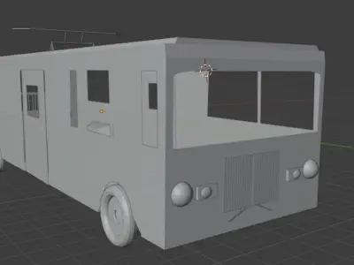Old Electric City Bus Low-poly 3D model