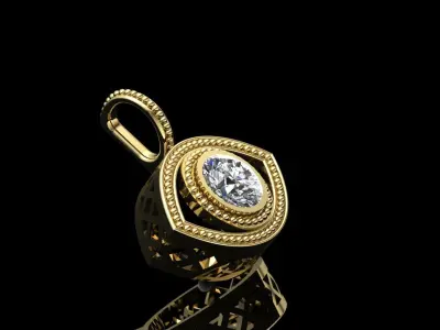 Devil Eye pendant with bail  3D print model