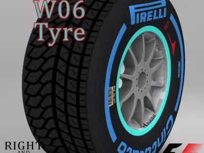 W06 Wet front tyre Low-poly 3D model
