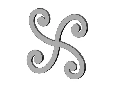 Forged 4 spiral scrolls rosette onlay relief 3D print model
