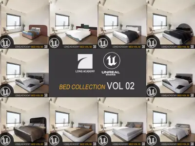 UE4- BED COLLECTION VOL002 Low-poly 3D model