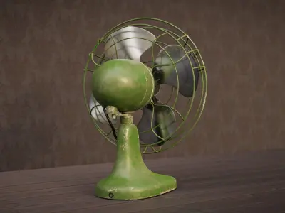 Realistic Old Vintage Fan Low-poly 3D model