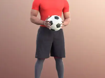 Gabriel 10920 - Black Man Holding A Ball Playing Soccer Low-poly 3D model