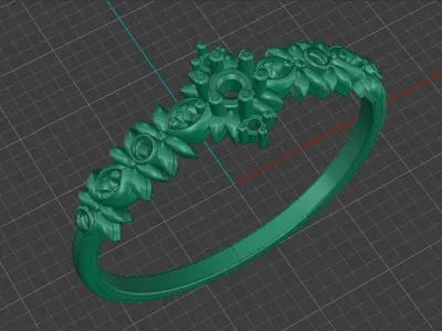 Floral ornament engagement ring 3D print model 3D print model