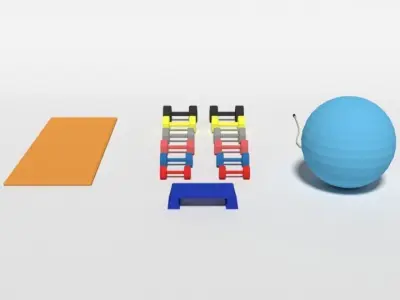 Low Poly Cartoon Gym Equipment Low-poly 3D model