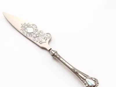 Ornate Silver Cake Cutter model pack Low-poly 3D model