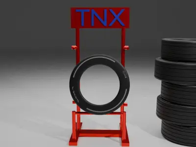 3D Tire Display Pack - Realistic Car Tires with Metal Stand  Low-poly 3D model