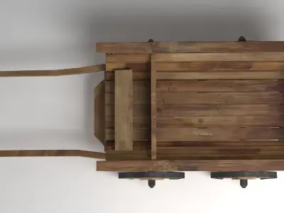 Old Wooden Cart PBR 3D model