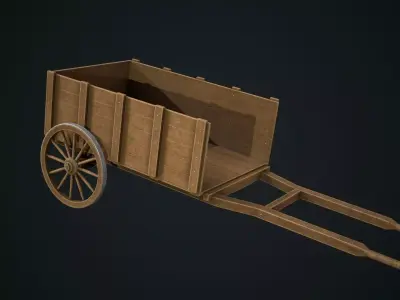Wooden old Cart Low-poly 3D model